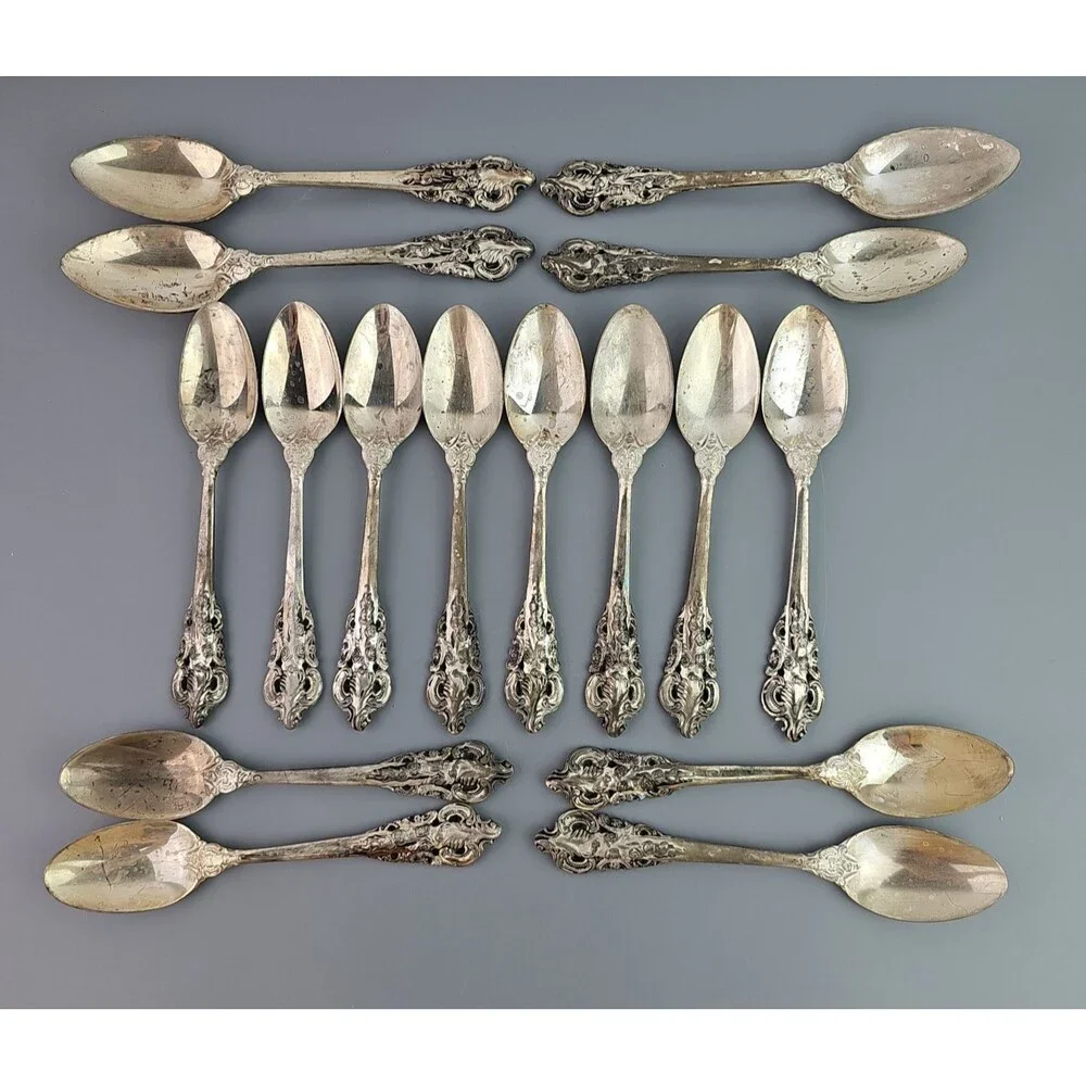 Vintage Baroque by Godinger Flatware Lot of 16 Spoons Silverplate for Craft